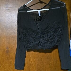 Cacique Black Lace Blouse